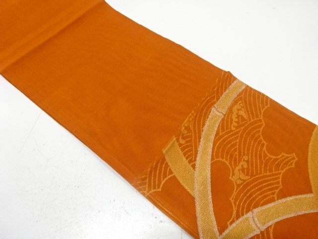  紗　竹に雲・荒波模様織り出し　袋帯